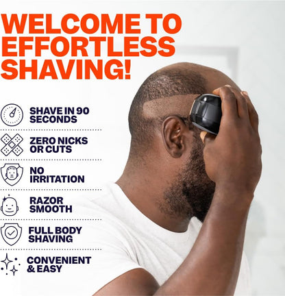 The Barber - Electric Head Hair Shaver - Cordless Rechargeable Wet/Dry Skull & Bald Head Waterproof Rotary Blades, Clippers, Nose Trimmer, Brush, Massager